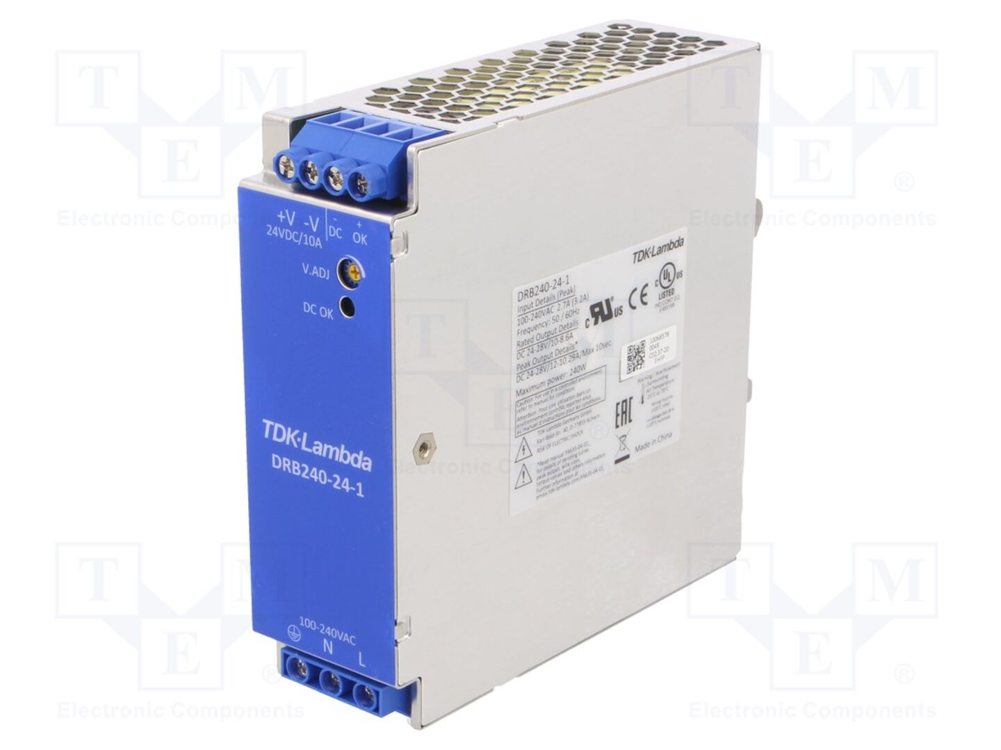 TDK-LAMBDA DRB240-24-1 DIN-kiskoon asennettava kytkentäsähkölaite 240W 24VDC