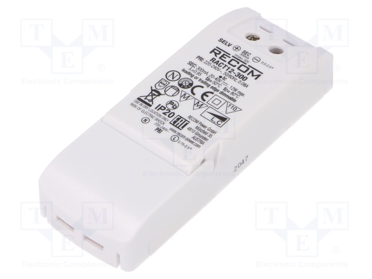 RECOM RACT12-300 LED-virtalähde 12W 300mA 20-40VDC