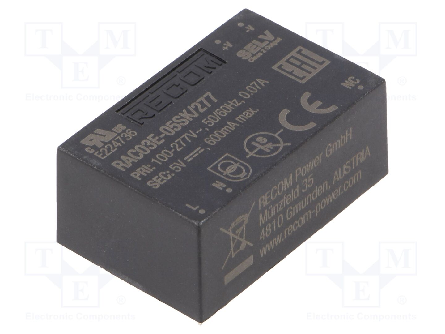 RECOM RAC03E-05SK/277 AC/DC-muunnin 3W