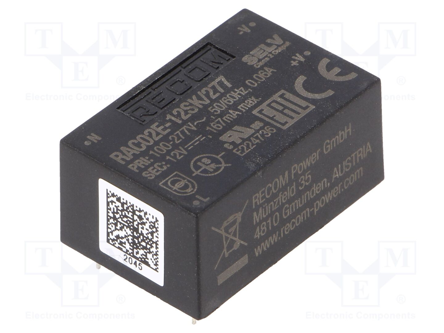 RECOM RAC02E-12SK/277 AC/DC-muunnin 2W