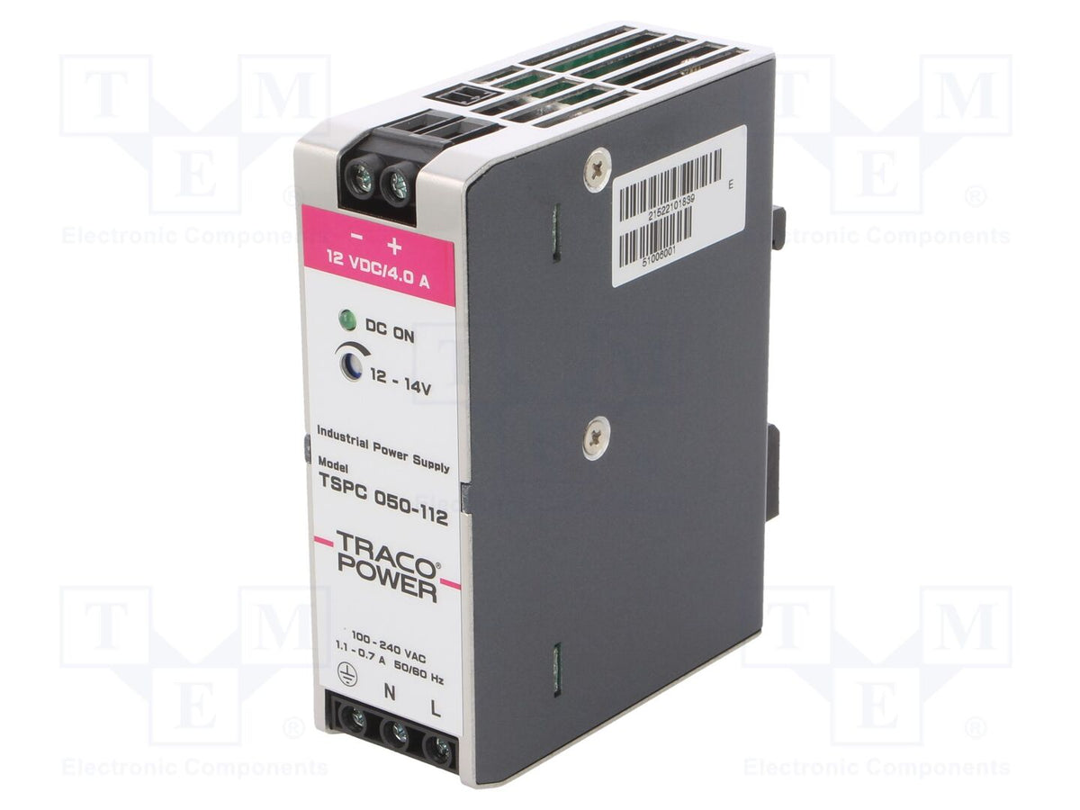 TRACO POWER TSPC050-112 DIN-kiskoon asennettava kytkentäsähkönsyöttö 50W 12VDC