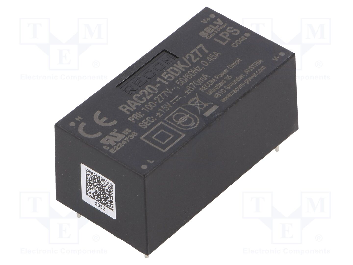 RECOM RAC20-15DK/277 AC/DC-muunnin 20W
