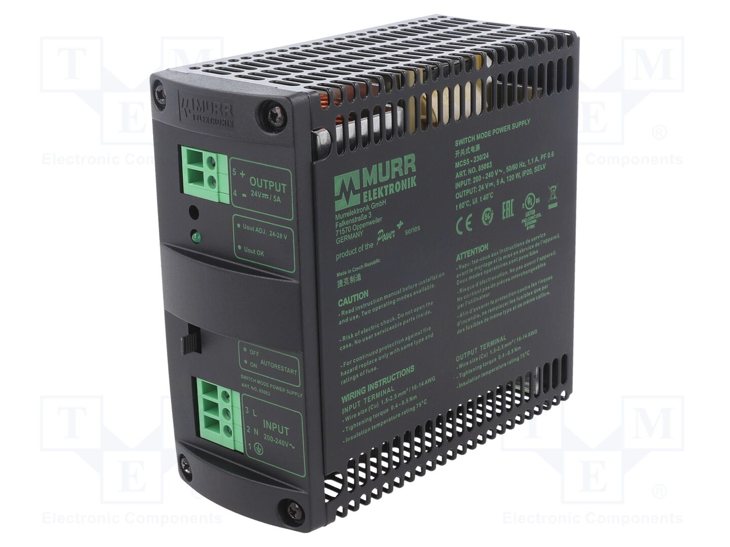 MURRELEKTRONIK 85083 DIN-kiskoon asennettava kytkentävirtalähde 120W 24VDC 5A