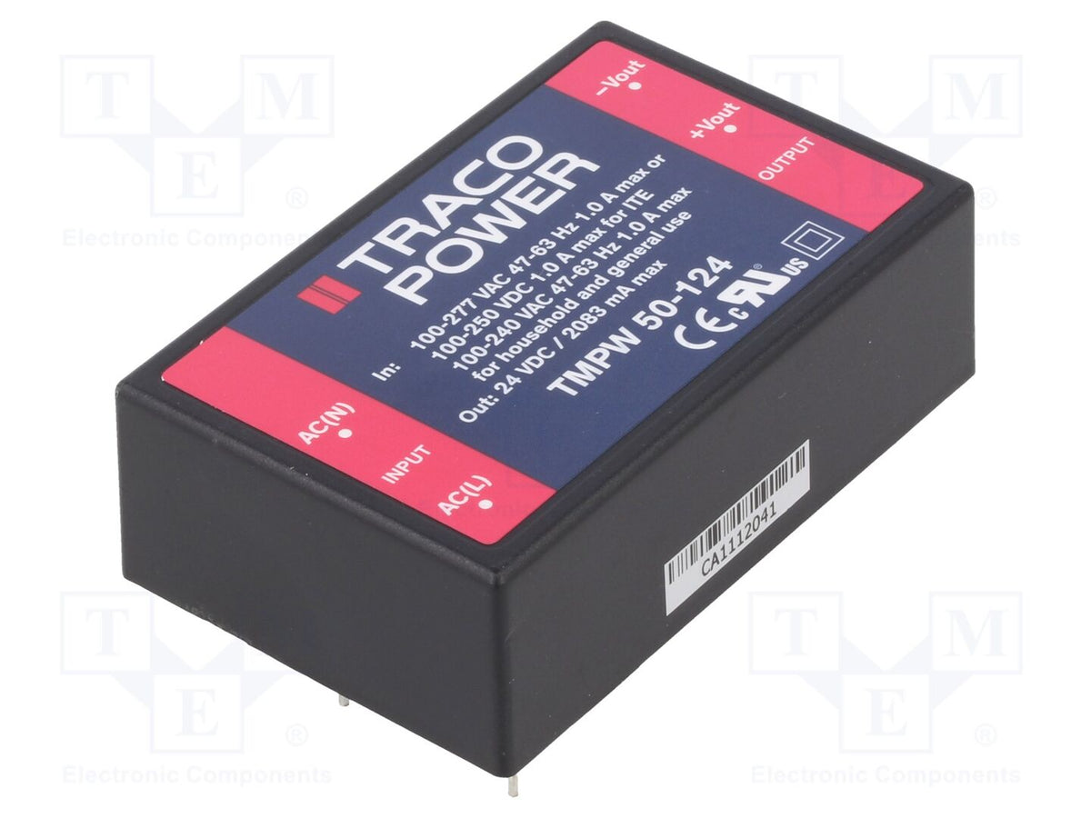 TRACO POWER TMPW50-124 Sisäänrakennettu kytkentäsähkönsyöttö 50W 24VDC