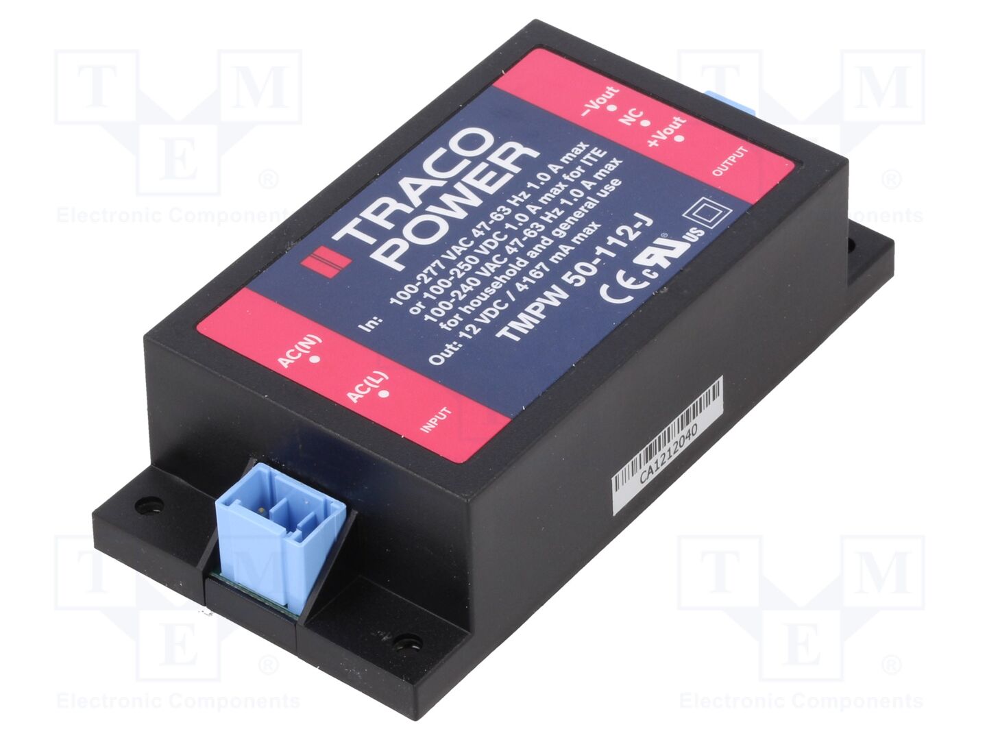 TRACO POWER TMPW50-112-J Sisäänrakennettu kytkentäsähkönsyöttö 50W 12VDC