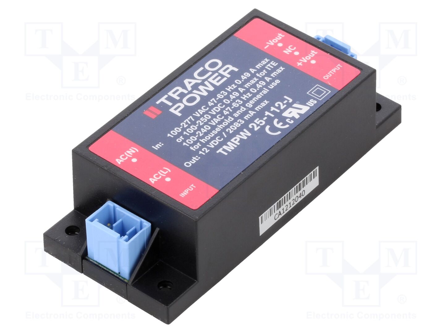 TRACO POWER TMPW25-112-J Sisäänrakennettu kytkentävirtalähde 25W 12VDC