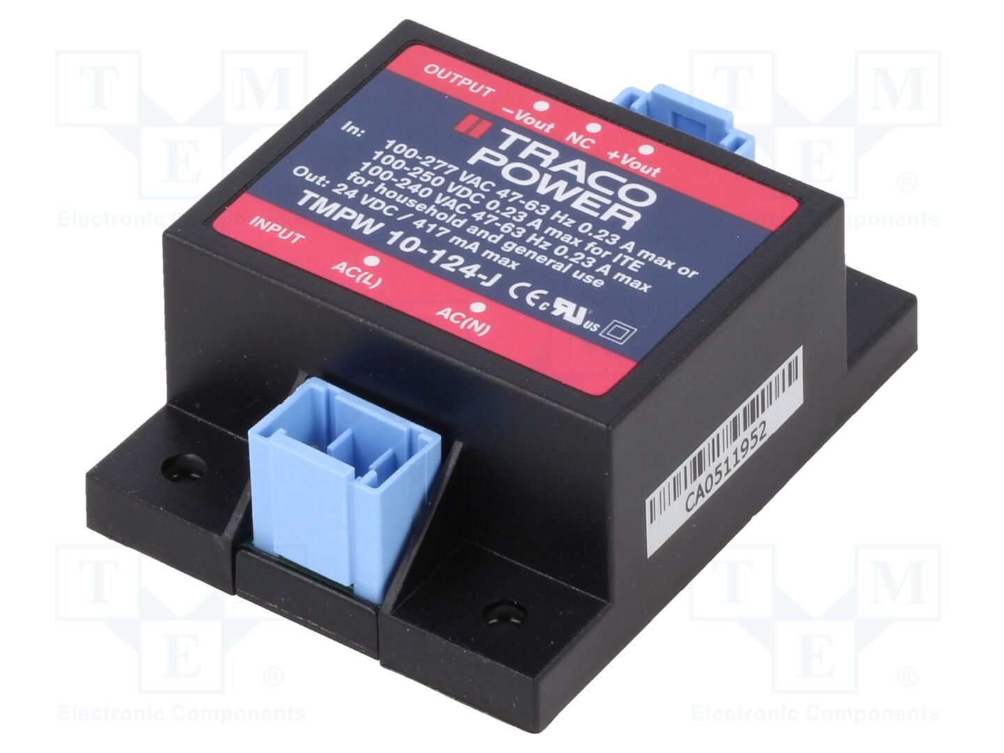 TRACO POWER TMPW10-124-J Sisäänrakennettu kytkentäsähkölaite 10W 24VDC