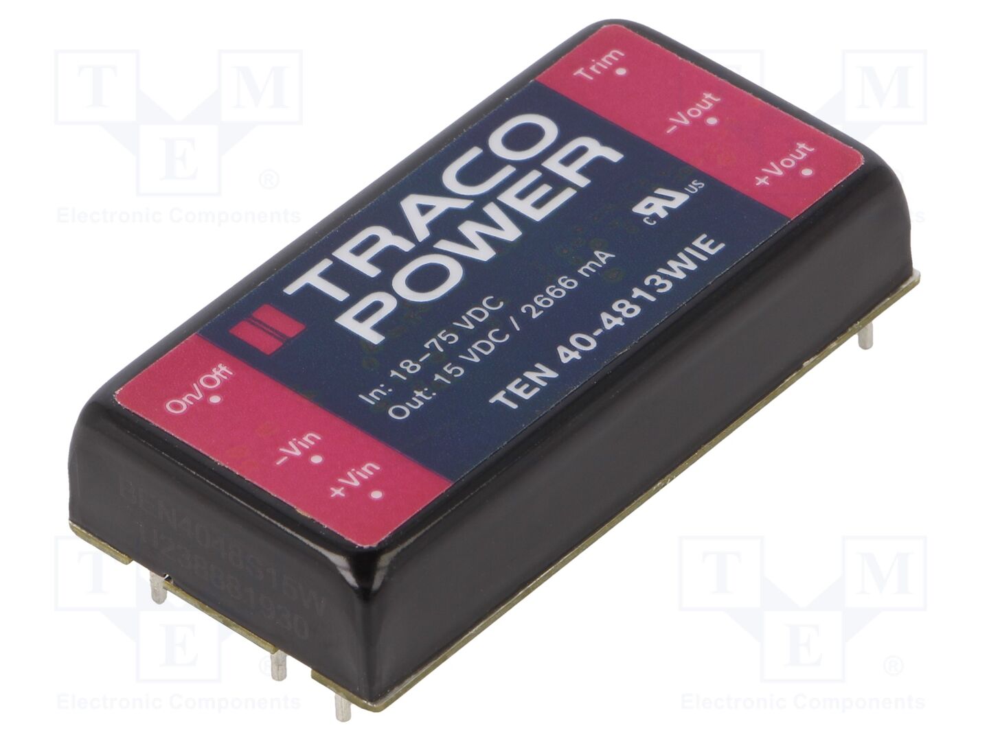 TRACO POWER TEN40-4813WIE DC/DC-muunnin 40W, 15VDC