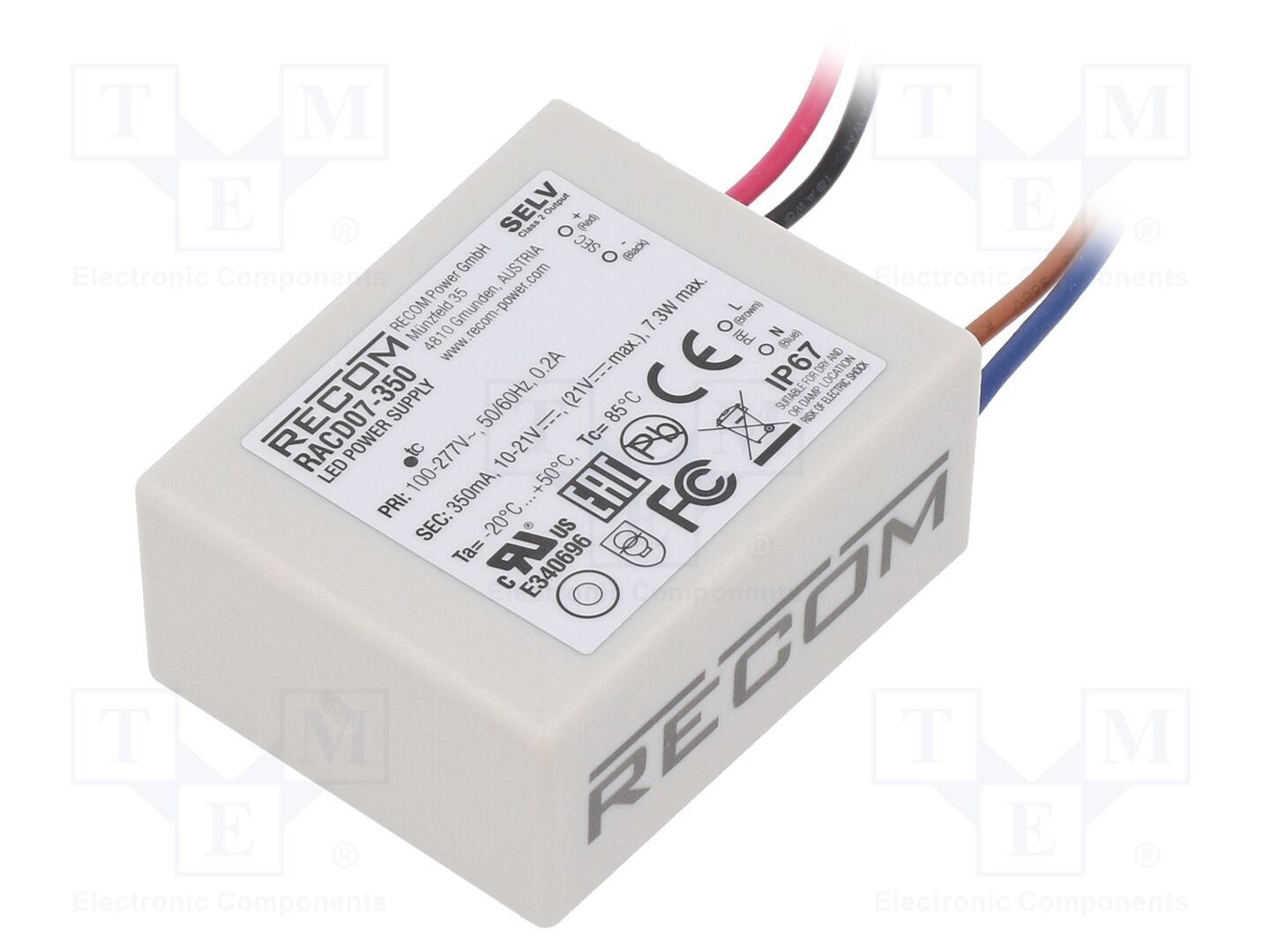 RECOM RACD07-350 LED-virtalähde 7W 350mA 10-20VDC