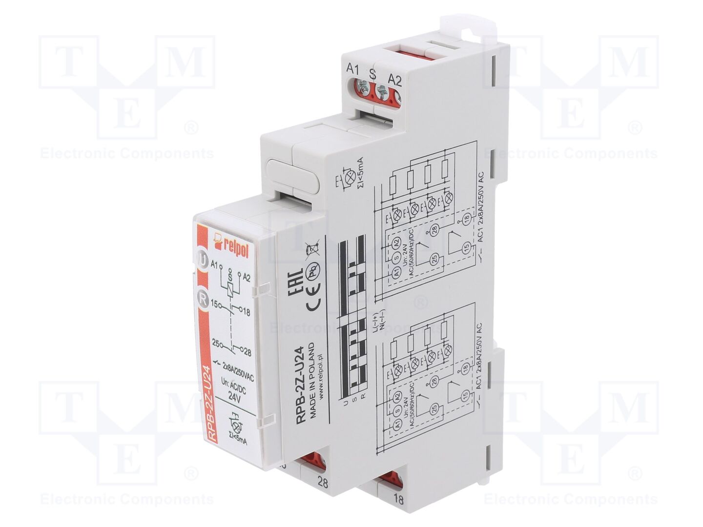 RELPOL RPB-2Z-U24 Asennusrele 8A