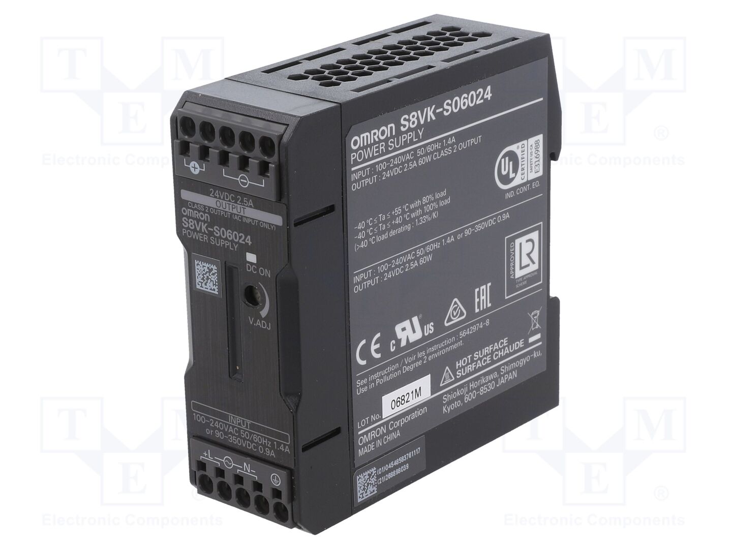 OMRON S8VK-S06024 DIN-kiskoon asennettava kytkentäsähkönsyöttö 60W 24VDC