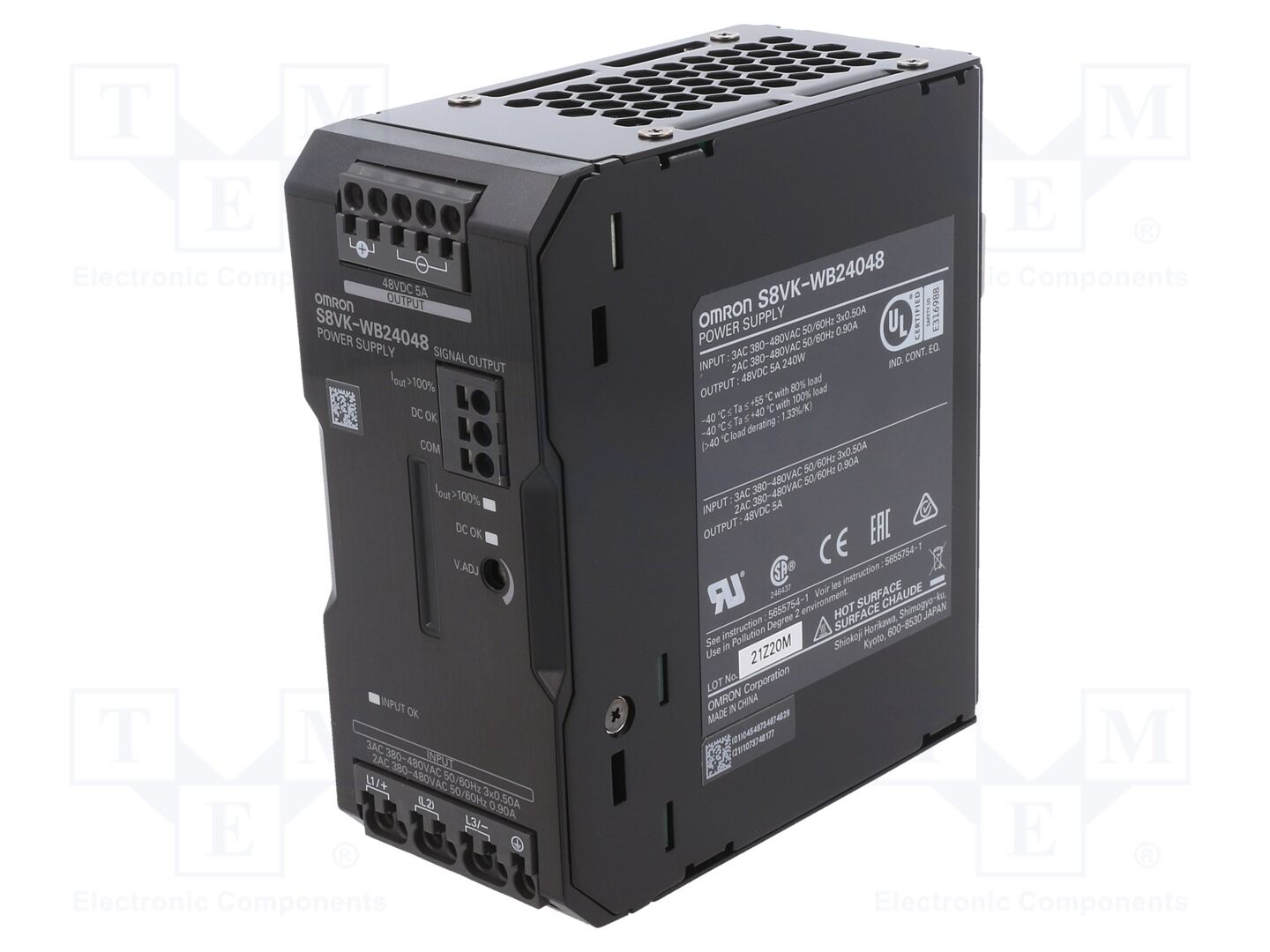 OMRON S8VK-WB24048 DIN-kiskoon asennettava kytkentävirtalähde 240W 48VDC