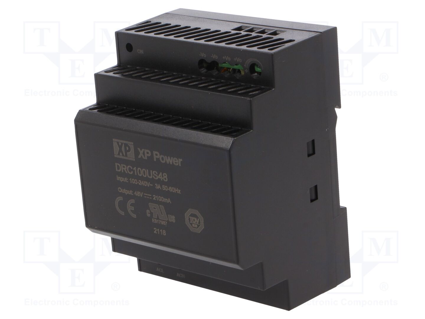XP POWER DRC100US48 DIN-kiskoon asennettava kytkentäsähkönsyöttö 100W 48VDC