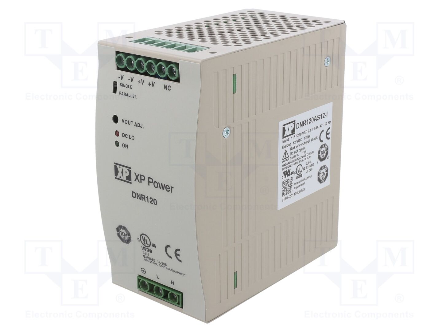 XP POWER DNR120AS12-I Kytkinlähde DIN-kiskoon 120W 12VDC 10A