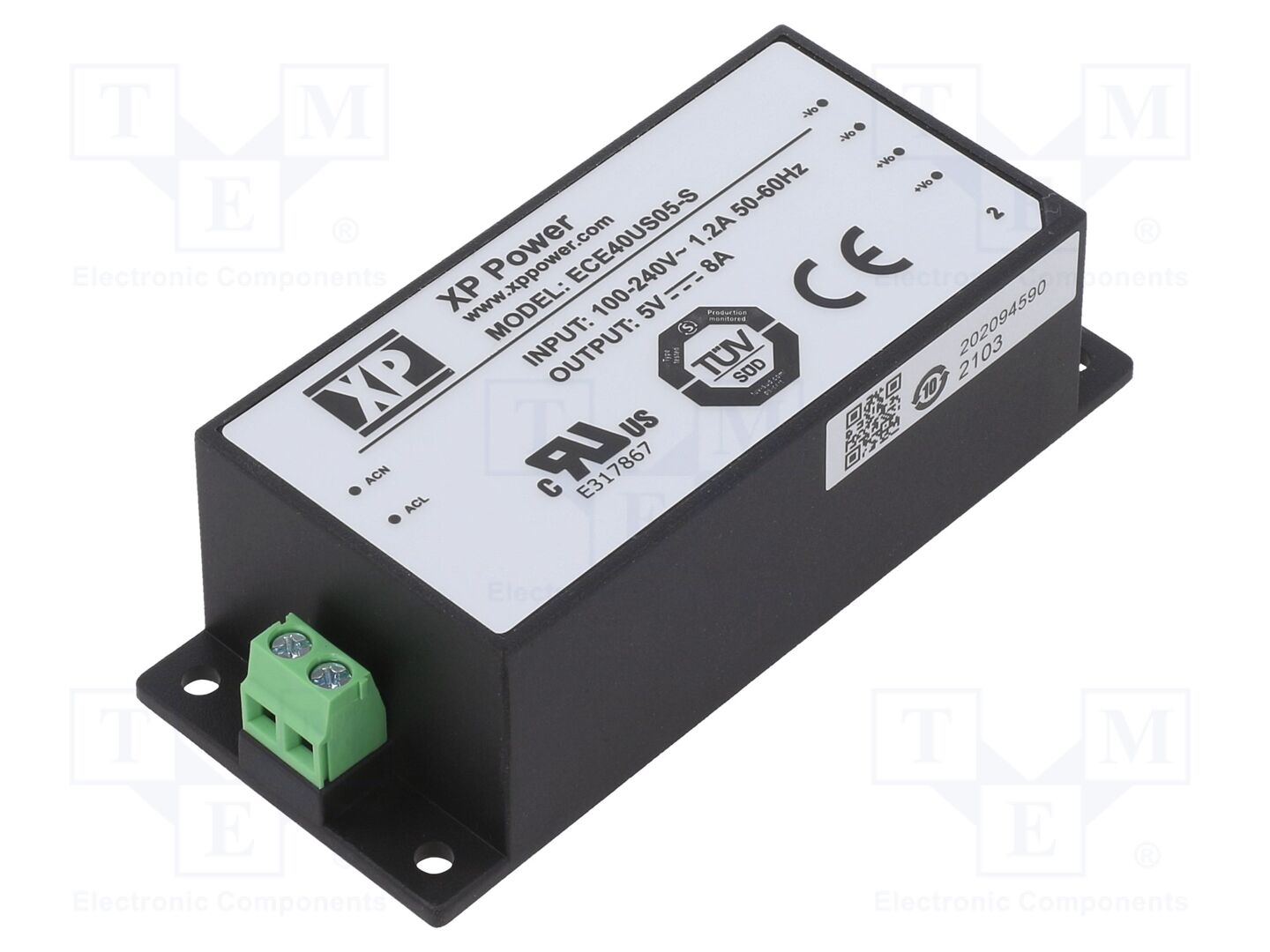 XP POWER ECE40US05-S Sisäänrakennettu kytkentäsähkönsyöttö 40W 5VDC 8A