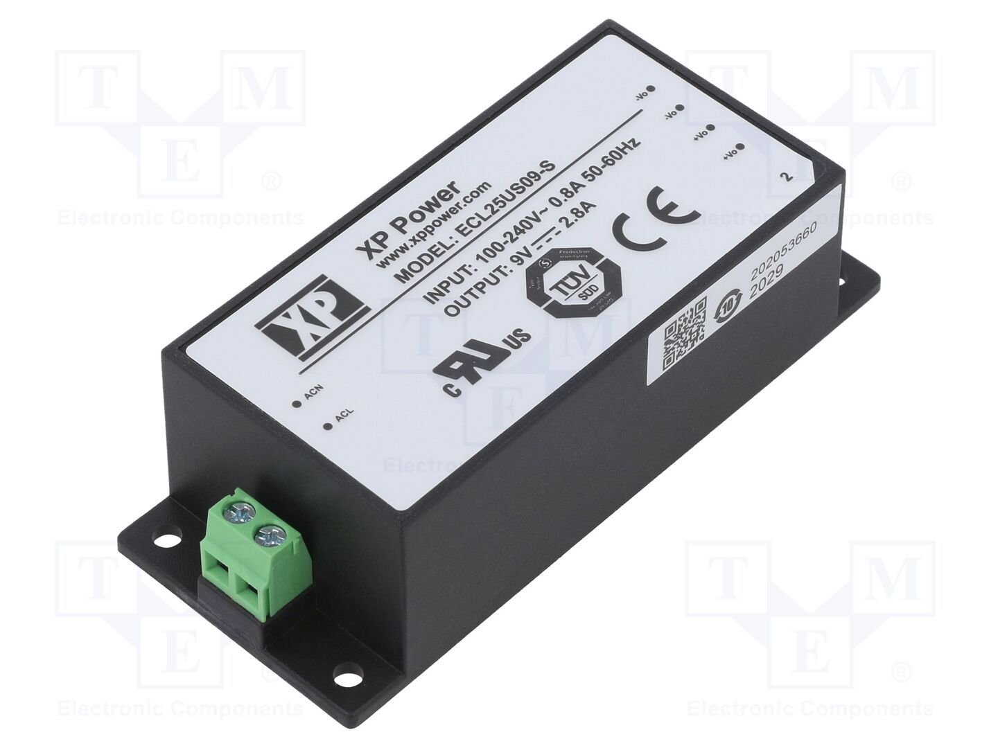 XP POWER ECL25US09-S Sisäänrakennettu kytkentävirtalähde 25W 9VDC 2.8A