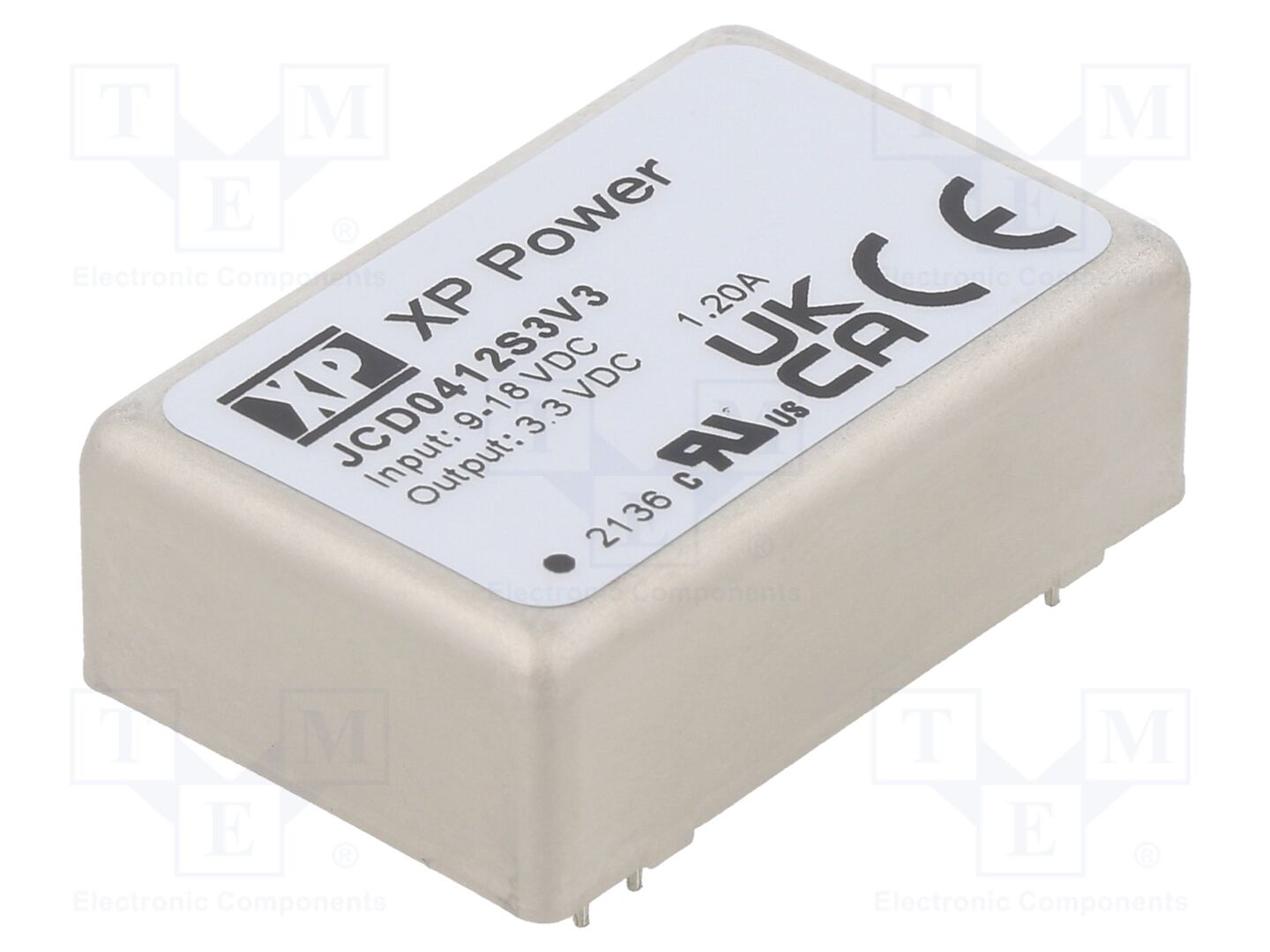 XP POWER JCD0412S3V3 DC/DC-muunnin 4W, 3.3VDC