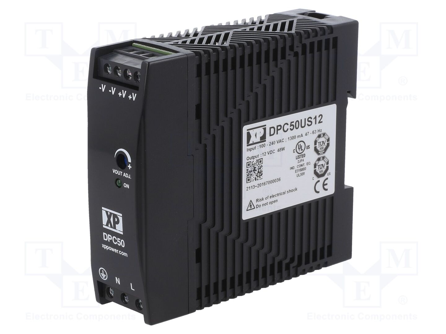 XP POWER DPC50US12 DIN-kiskoon asennettava kytkentävirtalähde 50W 12VDC 4A