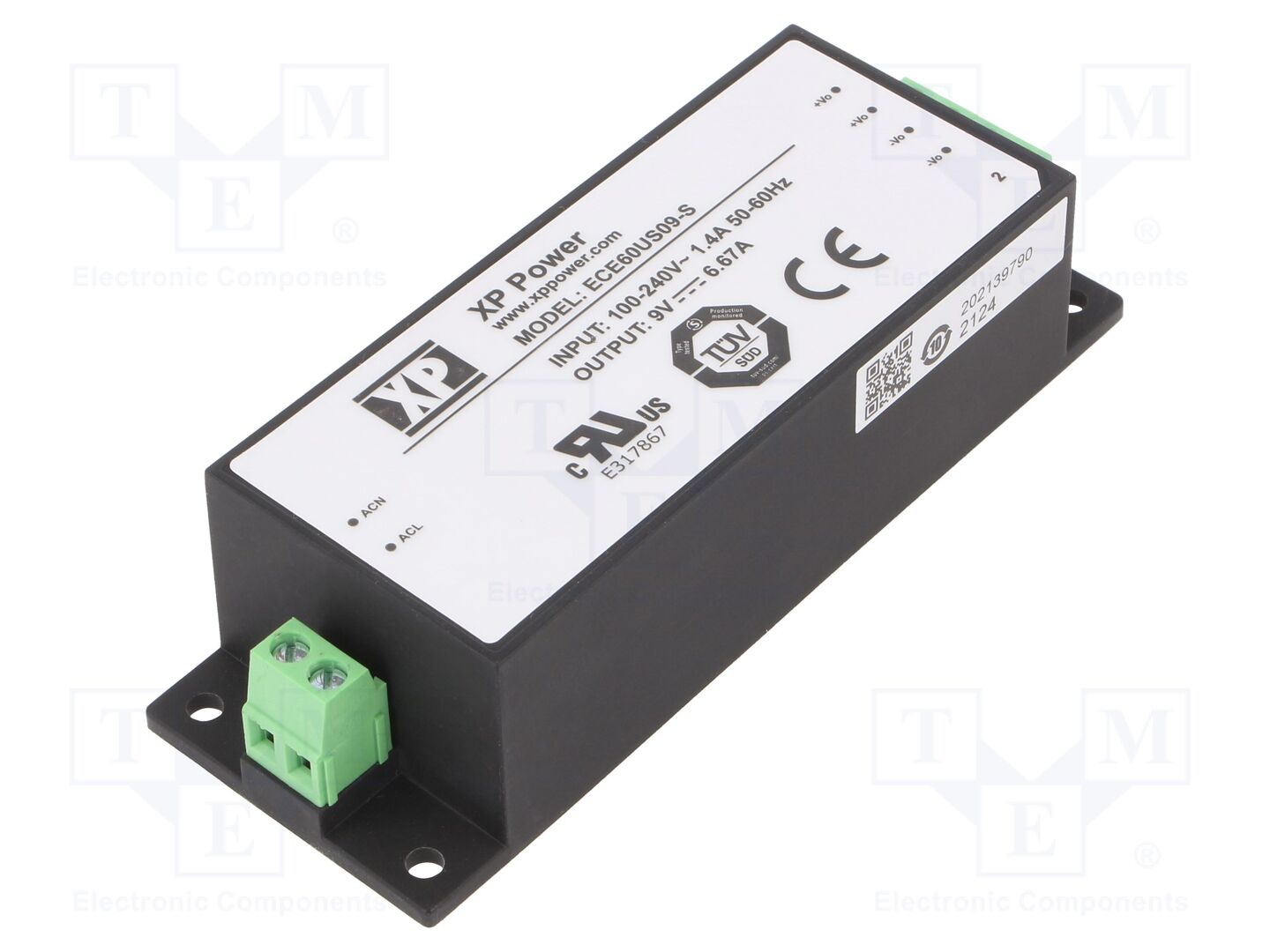 XP POWER ECE60US09-S Sisäänrakennettu kytkentäsähkönsyöttö 60W 9VDC