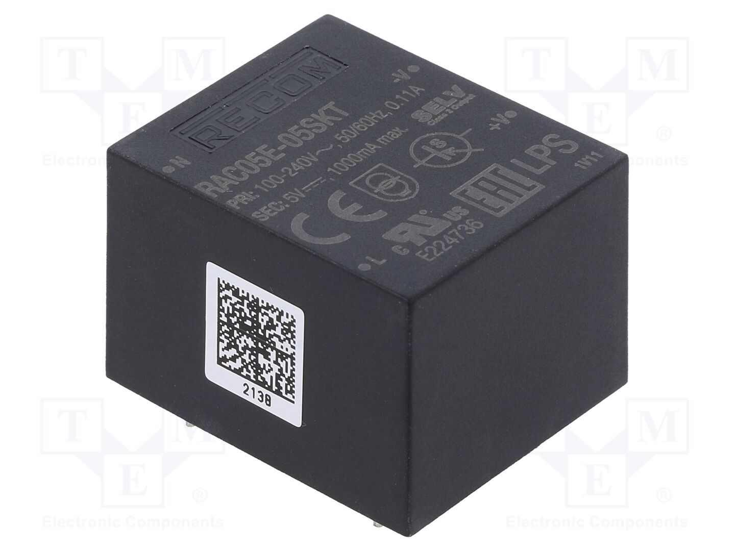 RECOM RAC05E-05SKT AC/DC-muunnin 5W