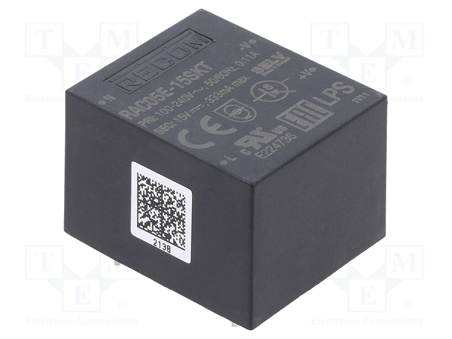 RECOM RAC05E-15SKT PCB AC/DC-muunnin 5W
