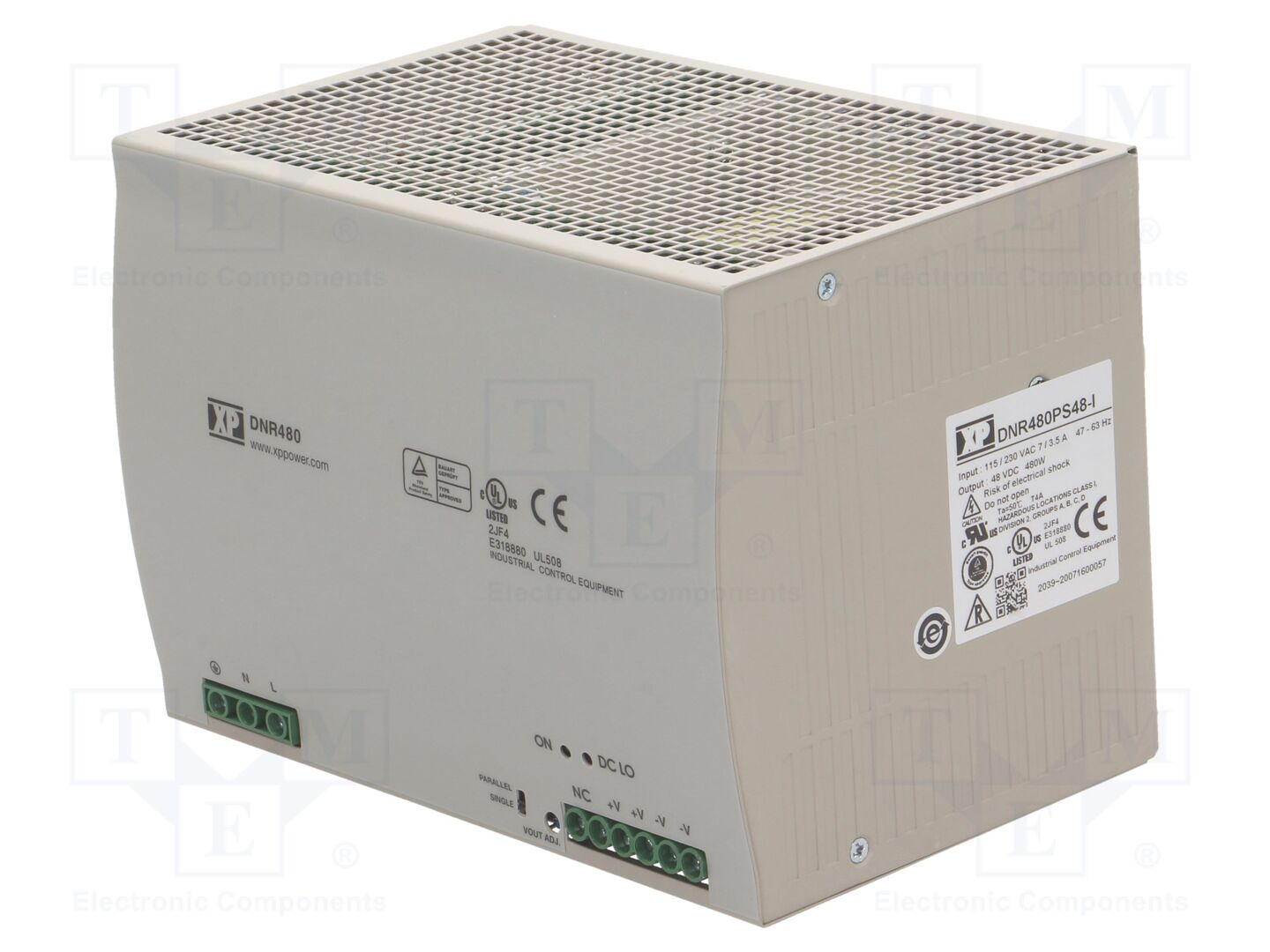 XP POWER DNR480PS48-I DIN-kiskoon asennettava kytkentävirtalähde 480W 48VDC