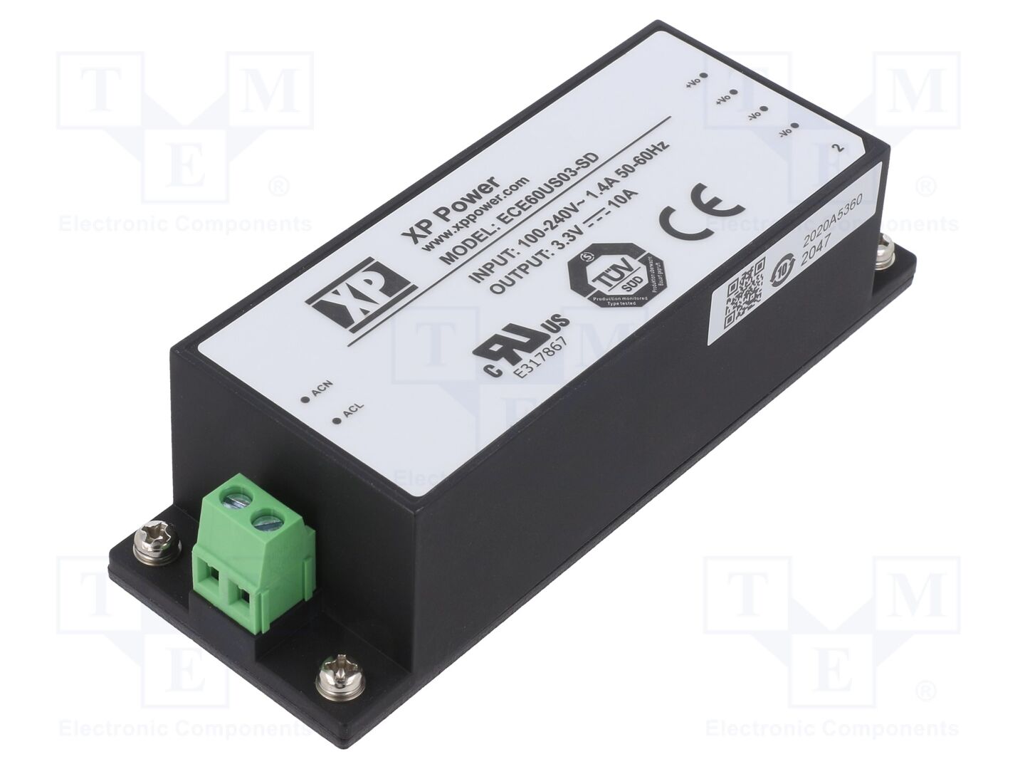 XP POWER ECE60US03-SD Sisäänrakennettu kytkentäsähkönsyöttö 60W 3.3VDC 10A