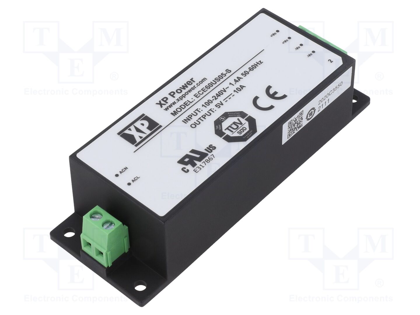 XP POWER ECE60US05-S Sisäänrakennettu kytkentävirtalähde 60W 5VDC 10A