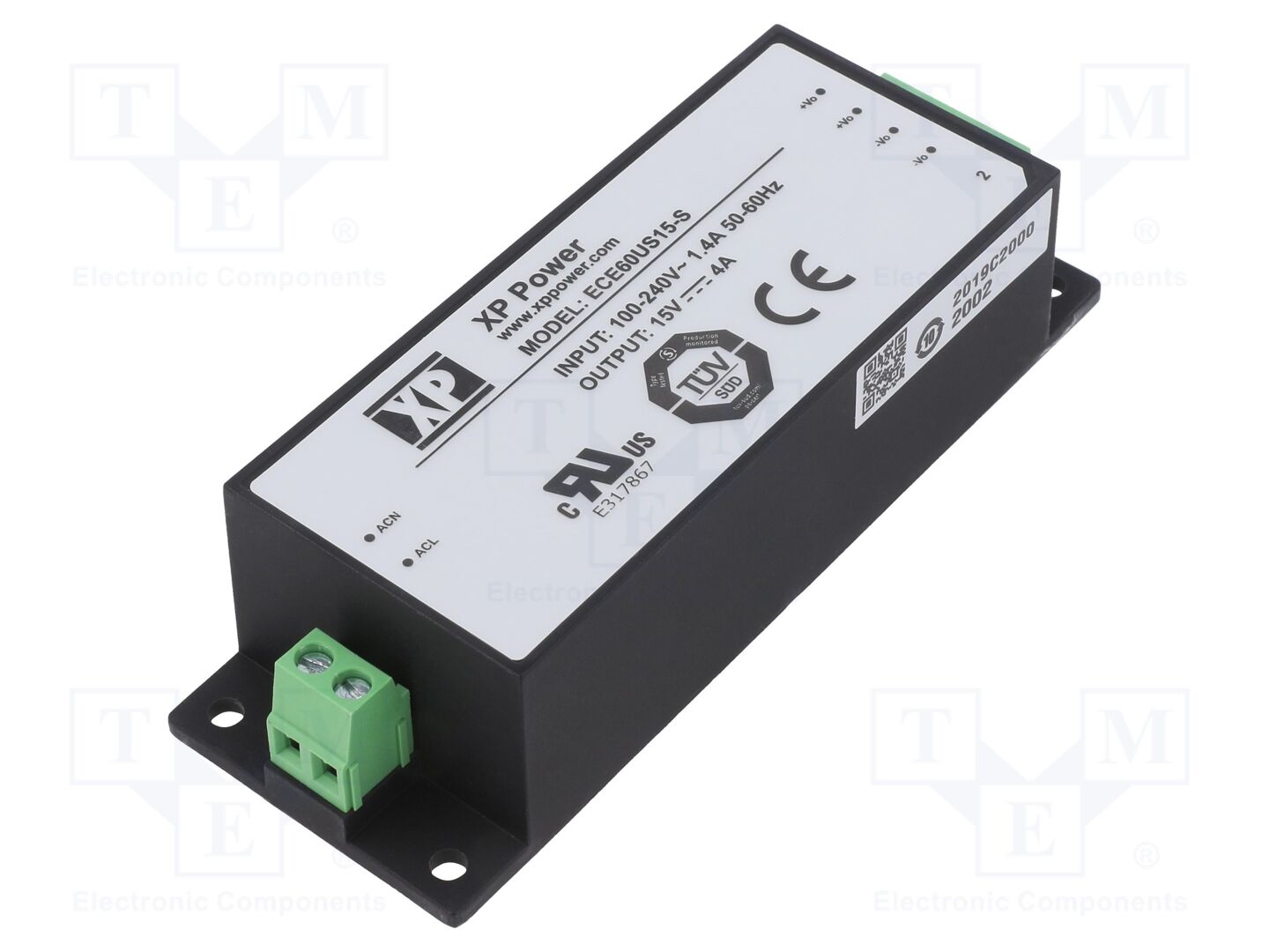 XP POWER ECE60US15-S Sisäänrakennettu kytkentävirtalähde 60W 15VDC 4A