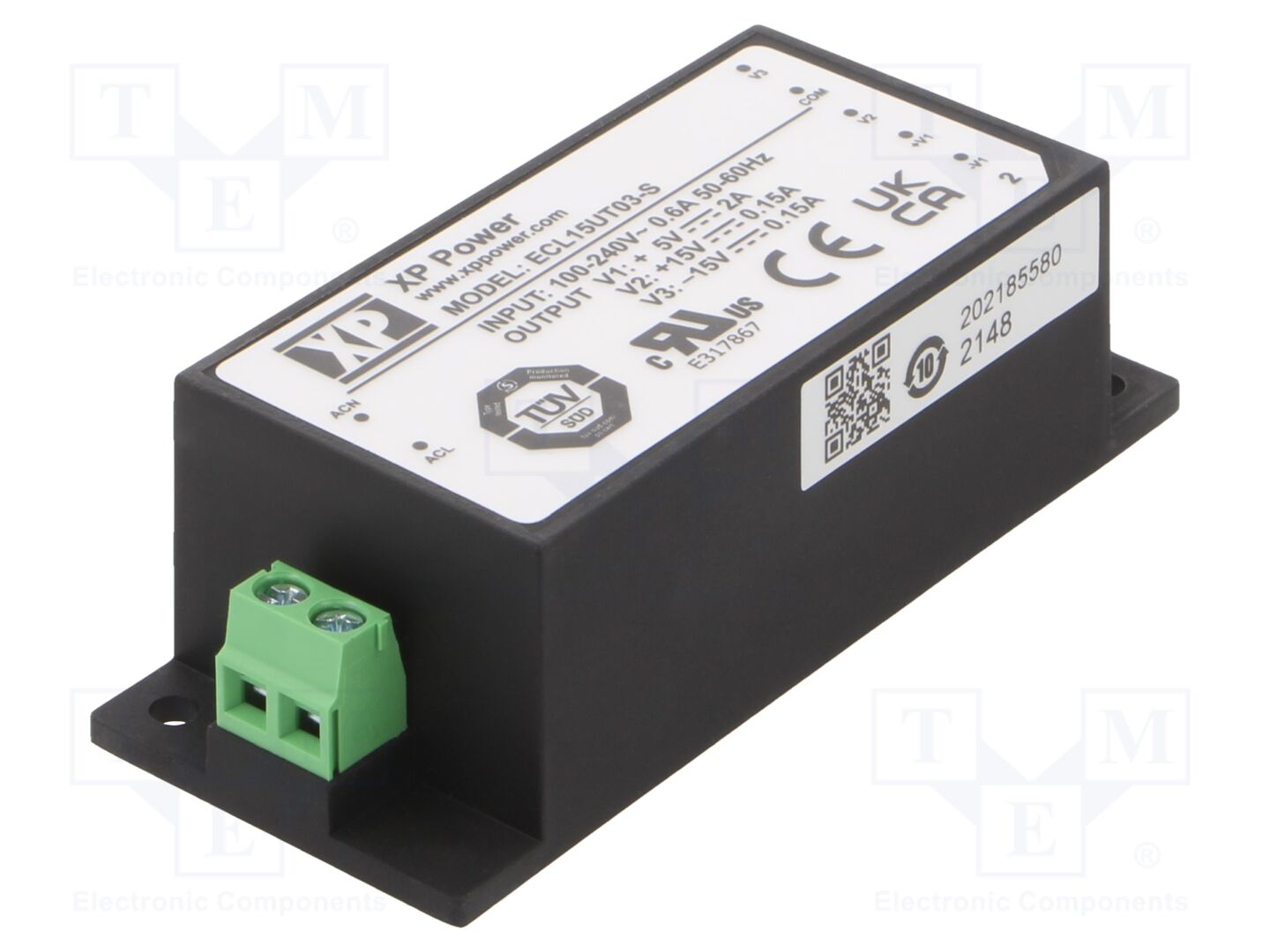 XP POWER ECL15UT03-S Sisäänrakennettu kytkentäsähkönsyöttö 15W 5VDC 2A