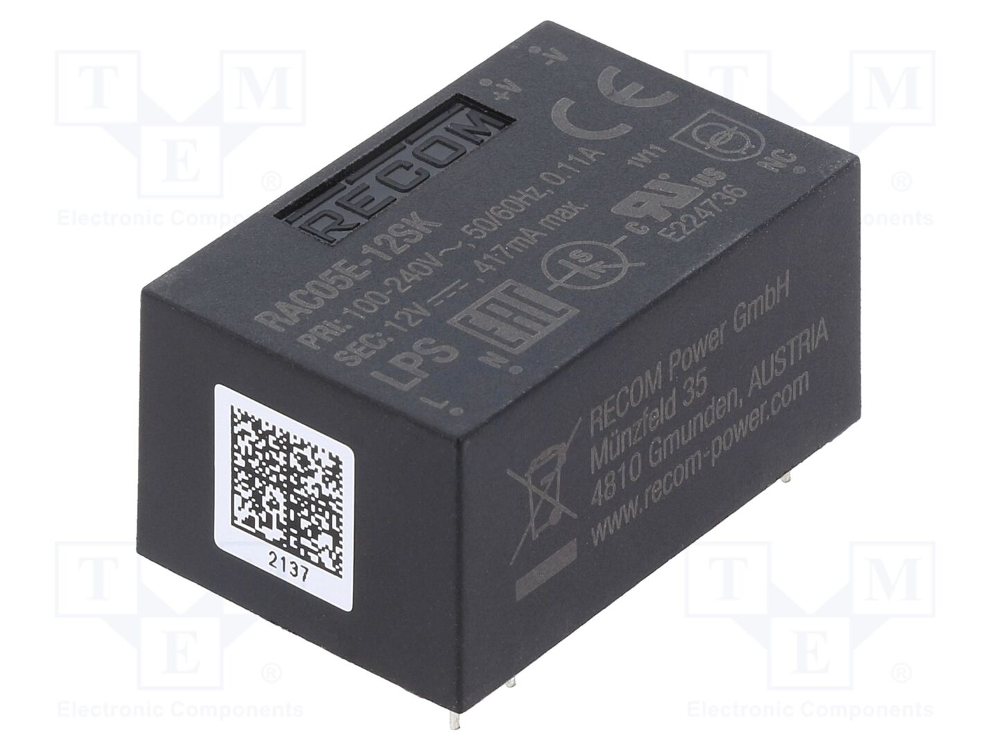 RECOM RAC05E-12SK AC/DC-muunnin 5W