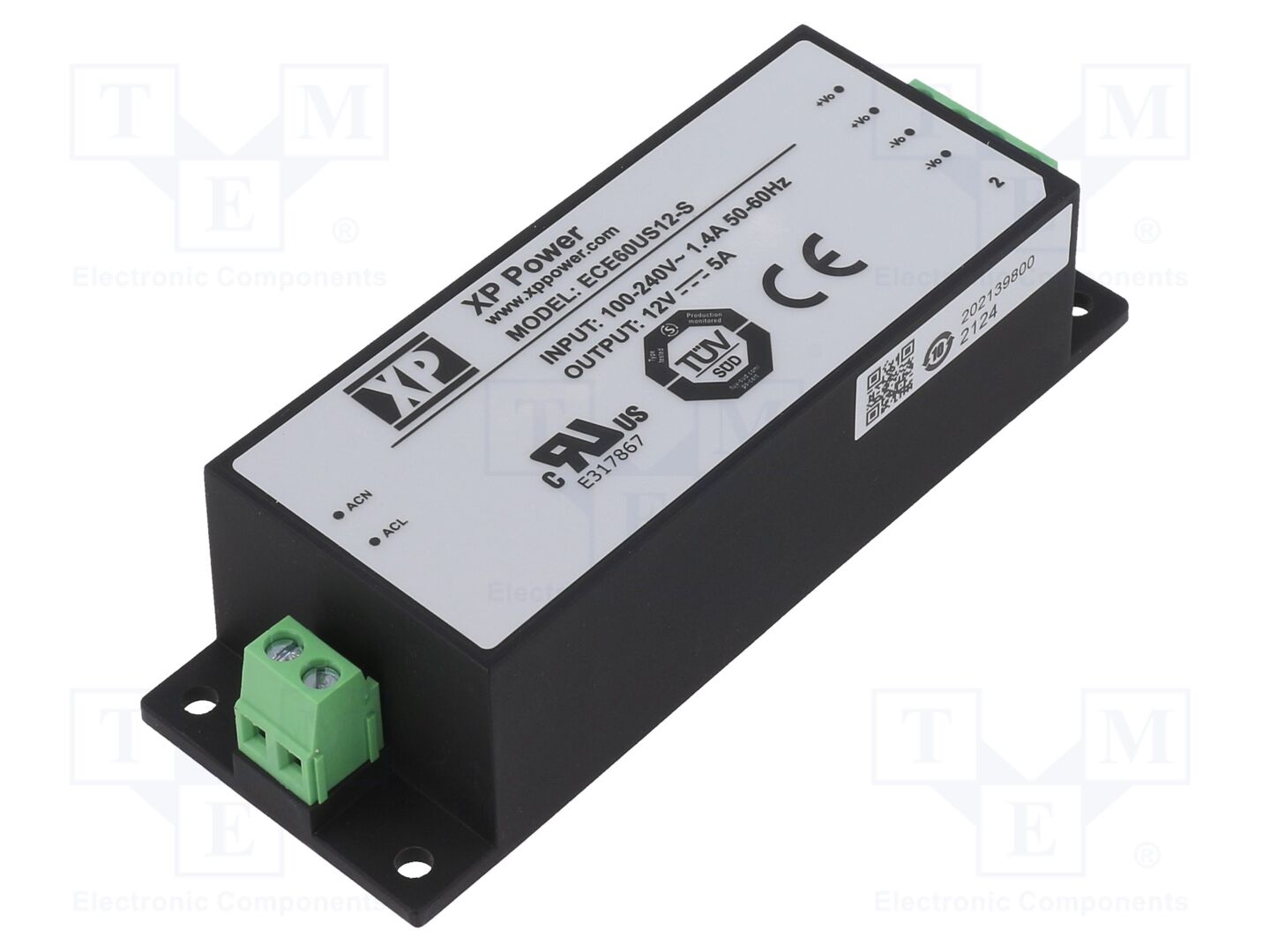 XP POWER ECE60US12-S Sisäänrakennettu kytkentävirtalähde 60W 12VDC 5A