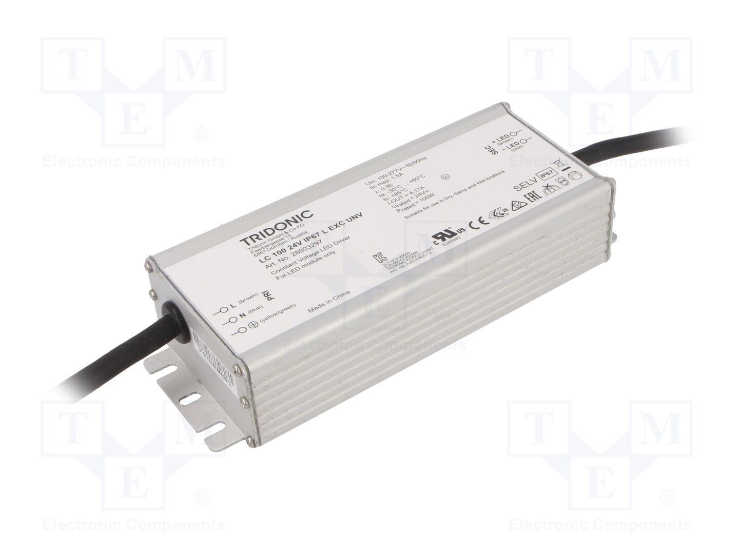 TRIDONIC LC 100W 24V IP67 L EXC UNV LED-virtalähde 100W 24VDC