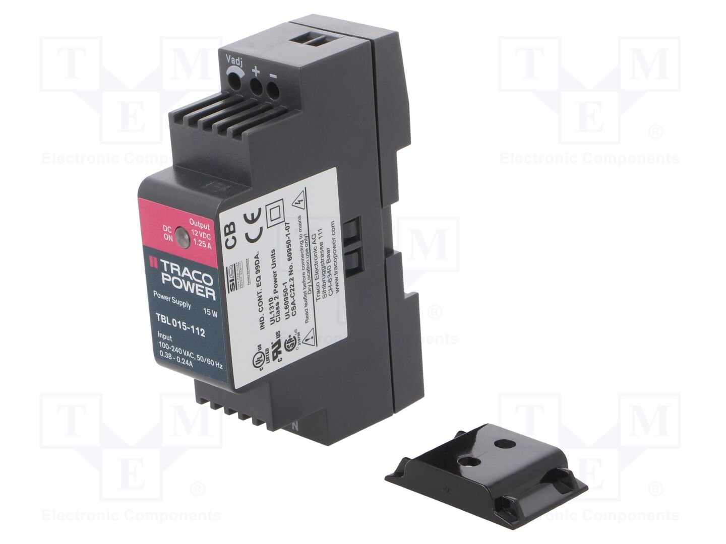 TRACO POWER TBL015-112 DIN-kiskoon asennettava kytkentävirtalähde 15W 12VDC 1.25A