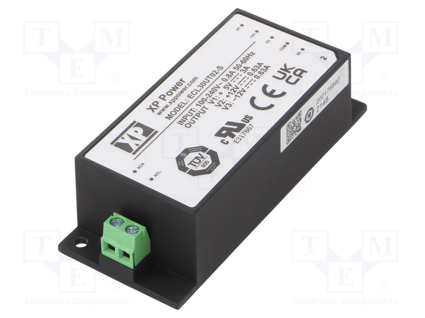 XP POWER ECL30UT02-S Sisäänrakennettu kytkentäsähkönsyöttö 30W 5VDC 3A
