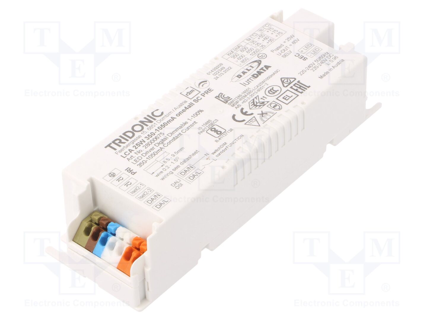TRIDONIC LCA 25W 350-1050MA ONE4ALL SC PRE LED-virtalähde 20-50VDC
