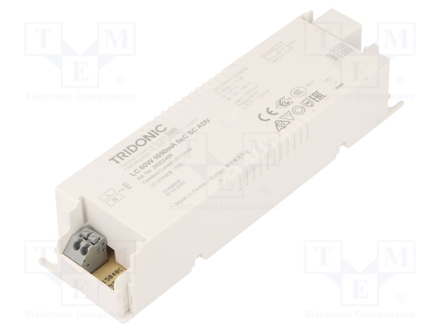 TRIDONIC 28002489 LED-virtalähde 60W 31-57VDC 1050mA