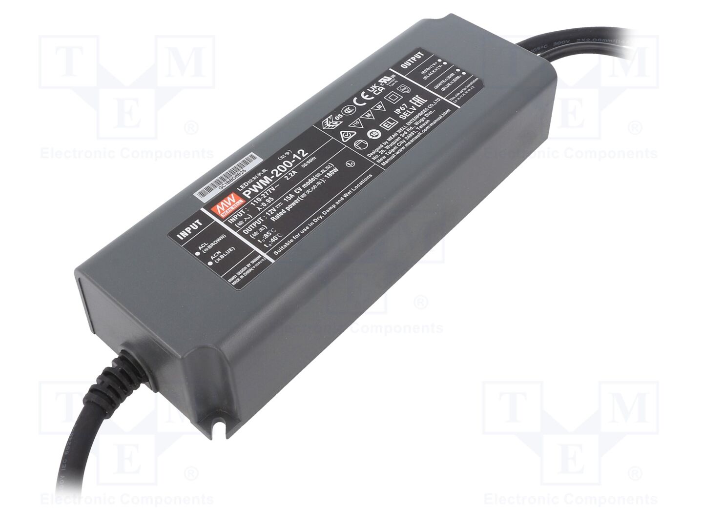 MEAN WELL PWM-200-12 LED-virtalähde 200W 12VDC 15A IP67