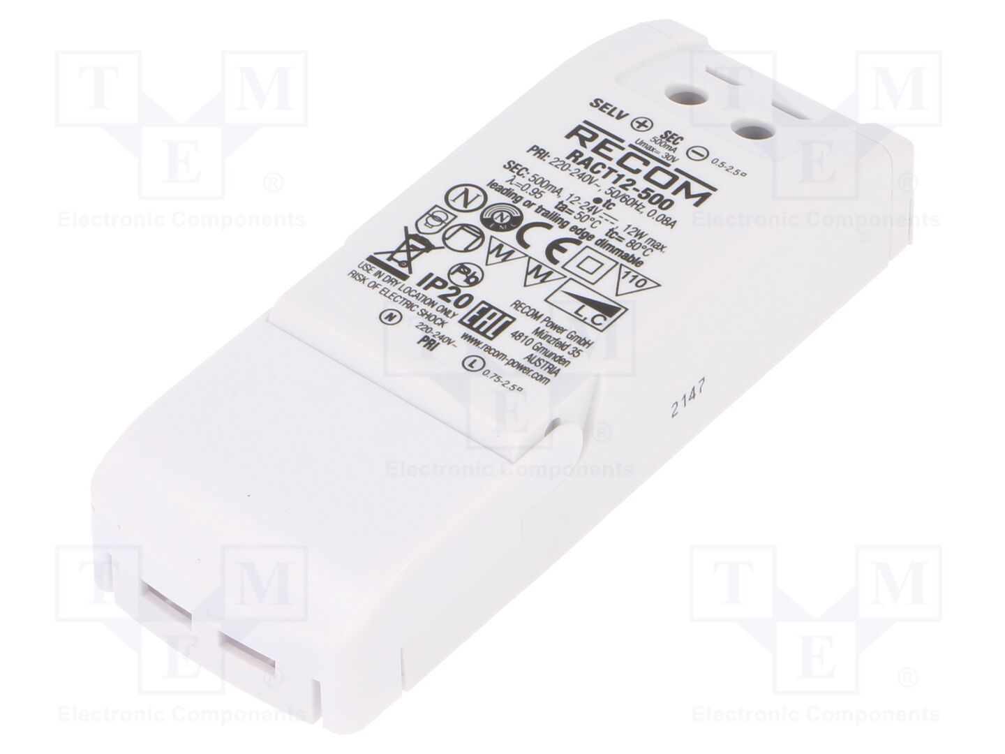 RECOM RACT12-500 LED-virtalähde 12W 12-24VDC 500mA