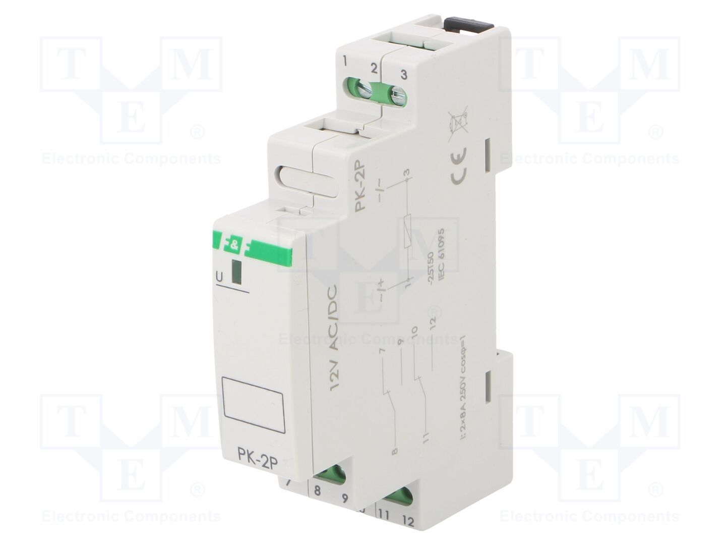 F&F PK-2P-12V Asennusrele 12VAC,12VDC