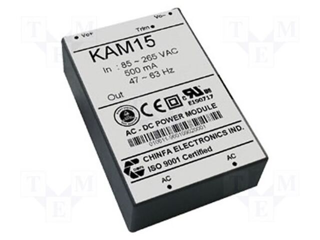 CHINFA ELECTRONICS AC15W85-265/15 AC/DC-muunnin 15W
