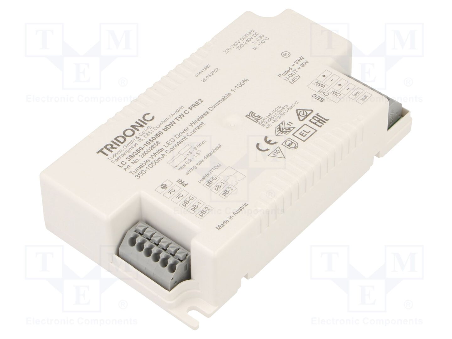 TRIDONIC LC 38/350-1050/50 BDW TW C PRE2 LED-virtalähde 38W 20-50VDC