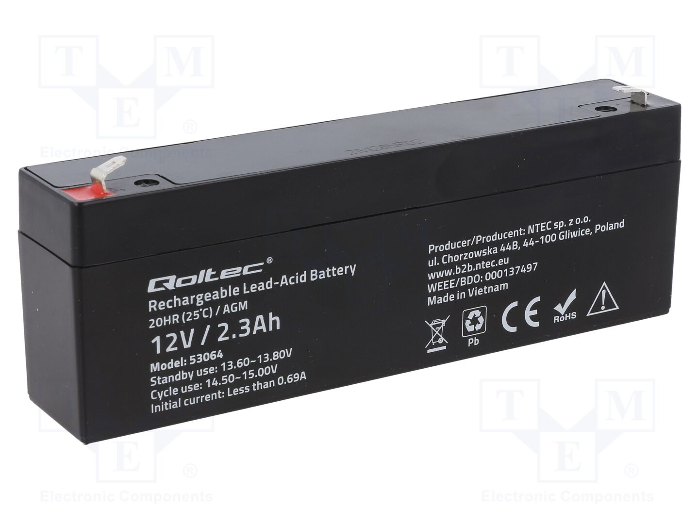 QOLTEC ACCU-HP2.3-12/Q Lyijyakku 12V 2.3Ah