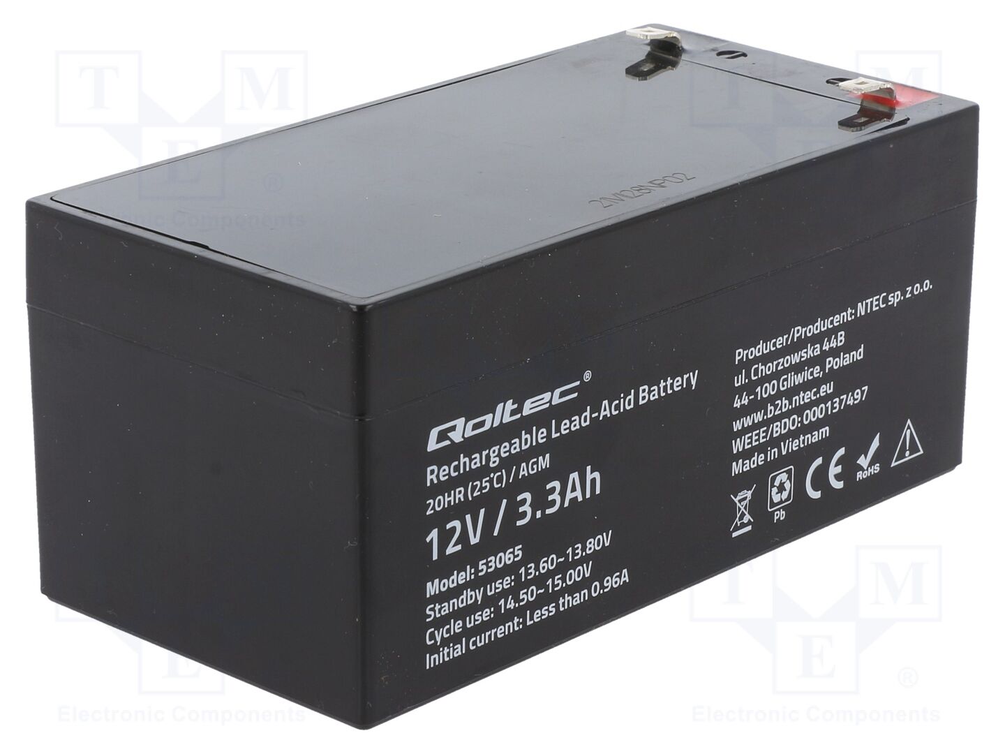 QOLTEC ACCU-HP3.3-12/Q Lyijyakku 12V 3.3Ah
