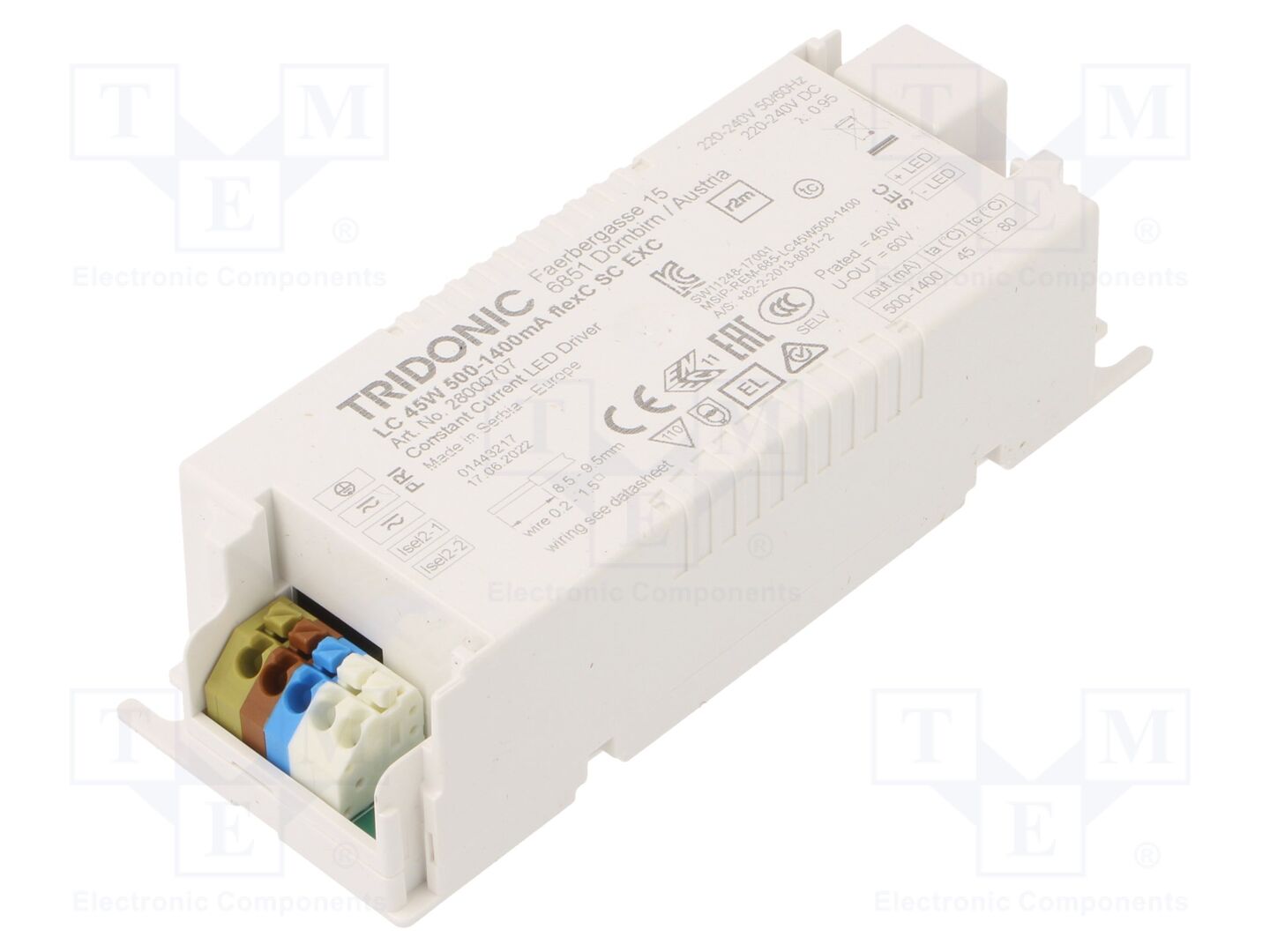 TRIDONIC LC 45 W 500-1400 mA FLEXC SC EXC LED-virtalähde