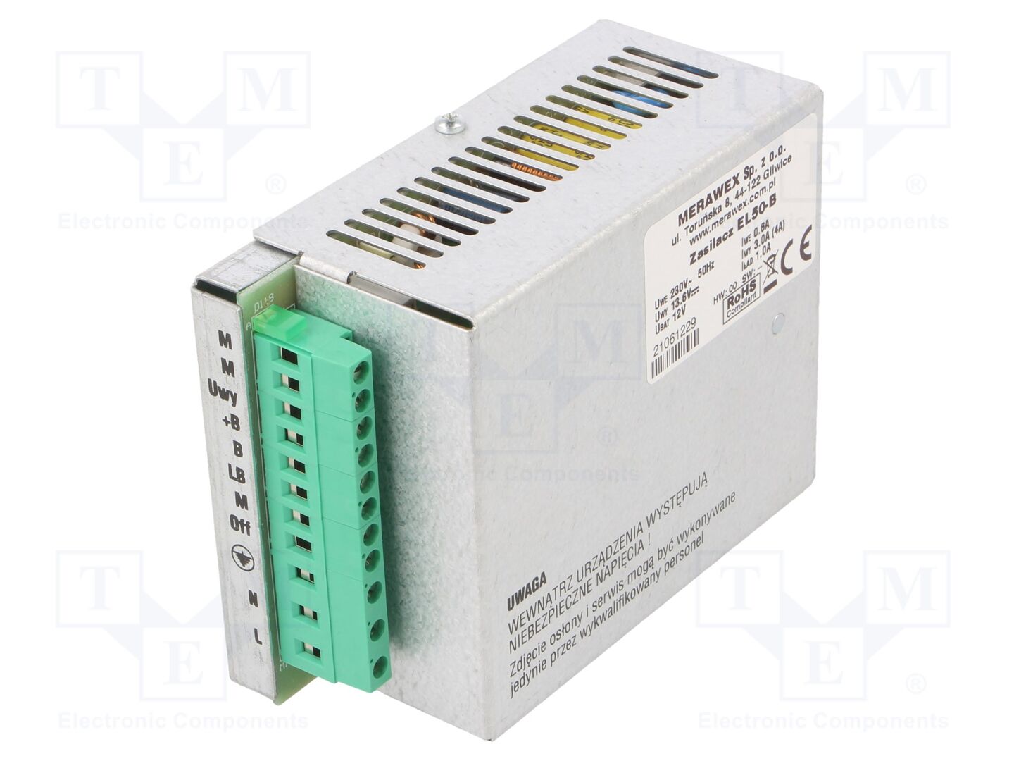 MERAWEX EL50-B DIN-kiskoon kiinnitettävä puskurivirtalähde 50W 13,2VDC 4A