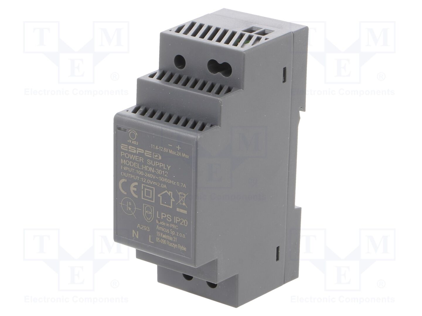 ESPE HDN-3012 DIN-kiskoon asennettava kytkentävirtalähde 24W 12VDC 2A
