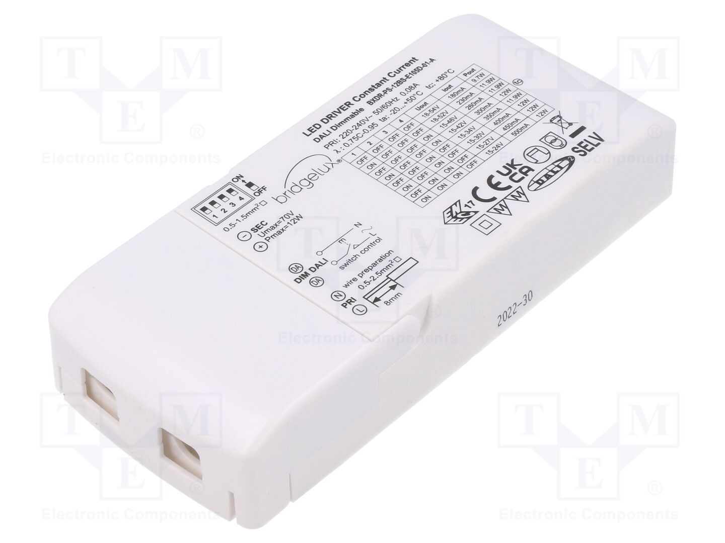 BRIDGELUX BXDR-PS-12BS-E105D-01-A LED-virtalähde DALI 2 12W 15-54VDC