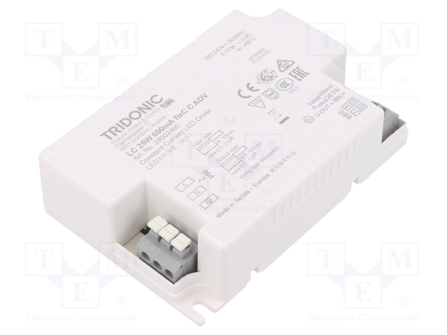 TRIDONIC LC 25W 600MA FIXC C ADV LED-virtalähde 25W 600mA