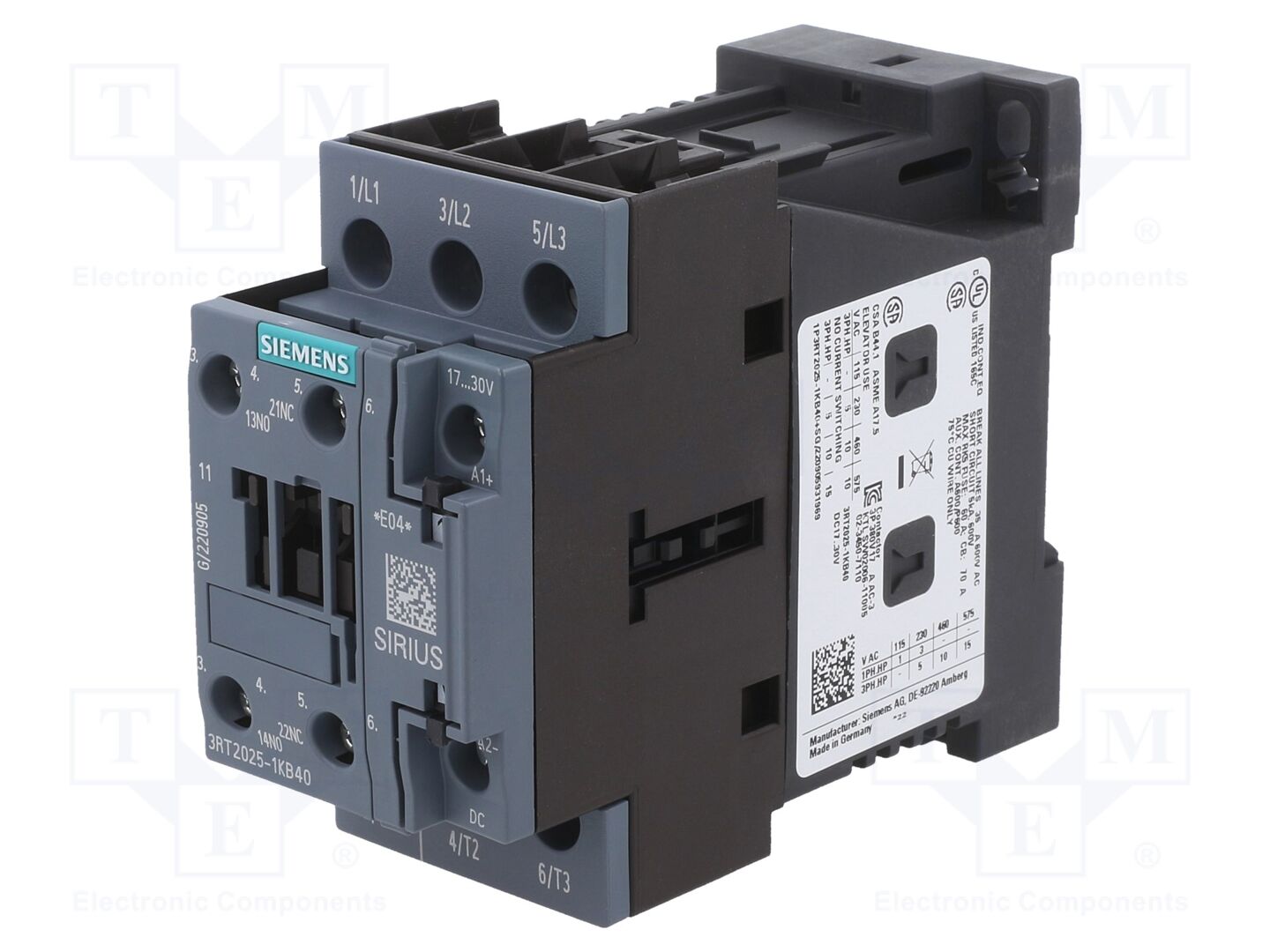 SIEMENS 3RT2025-1KB40 Kontaktori 24VDC, 17A